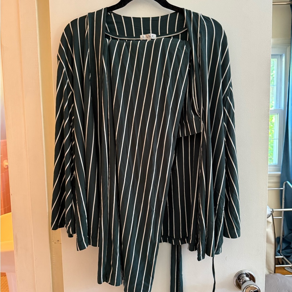 Lake Pajama Kimono Set in Conifer Stripe